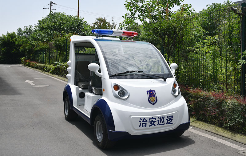 Four semi-enclosed electric patrol cars